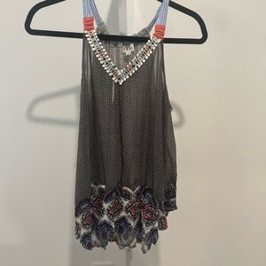 THML Gray and Silver Asymmetrical Embellished Tank Top